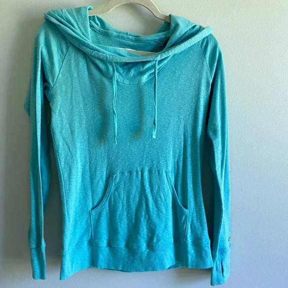 COLUMBIA Heathered  Blue 100% Cotton Longsleeve Rocky Ridge Hooded Shirt Sz M - Picture 4 of 15